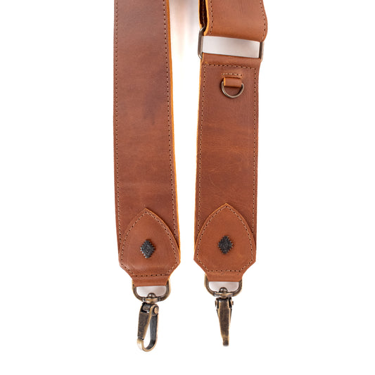ADJUSTABLE WIDE STRAP - FULL LEATHER - CAFE