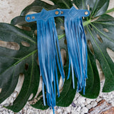 DIAMANTE FRINGE TASSEL - CERULEAN LEATHER - SET OF 2