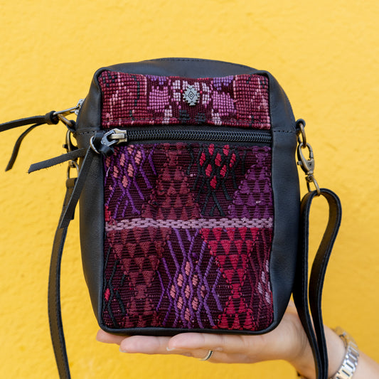 CROSSBODY TRAVEL BAG - OOAK HUIPIL - BLACK - NO. 13978