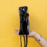 CROSSBODY TRAVEL BAG - OOAK HUIPIL - BLACK - NO. 13975