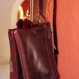DOUBLE CLUTCH + VIVI STRAP SET - FULL LEATHER - VINO TINTO