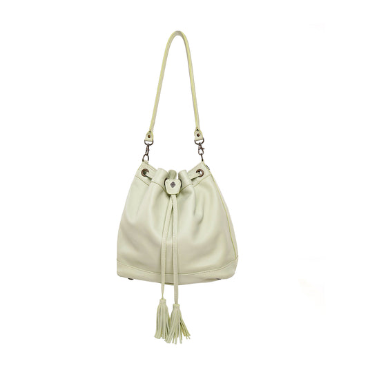 DRAWSTRING BUCKET BAG - FULL LEATHER COLLECTION - PISTACHIO