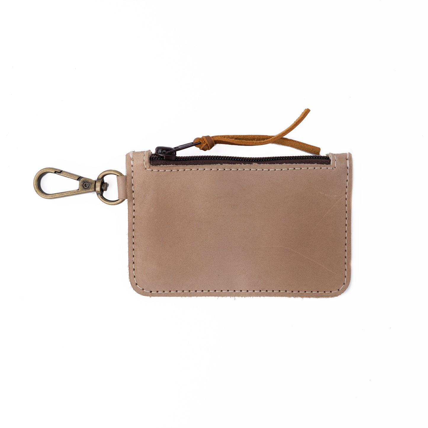 ZIPPED CARD CASE - FULL LEATHER - TAN & CAFE