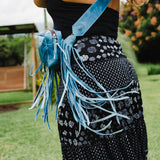 DIAMANTE FRINGE TASSEL - CERULEAN LEATHER - SET OF 2