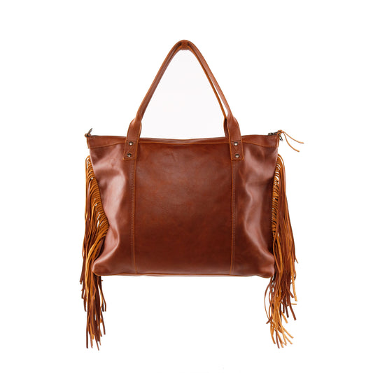 PERFECT FRINGE TOTE - H&S PANEL - CAFE - NO. 12828