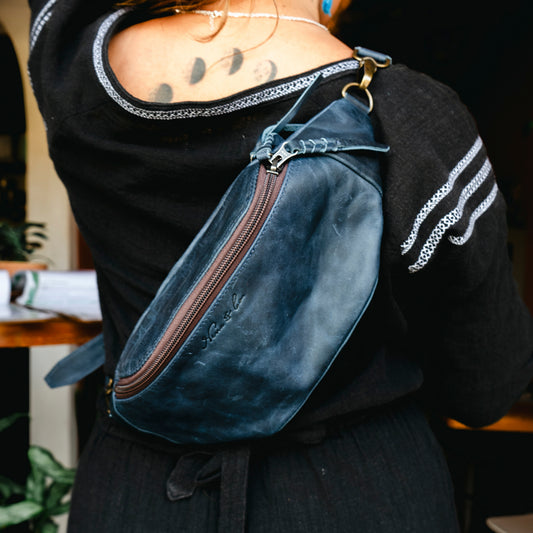 FANCY PACK - FULL LEATHER - NAVY