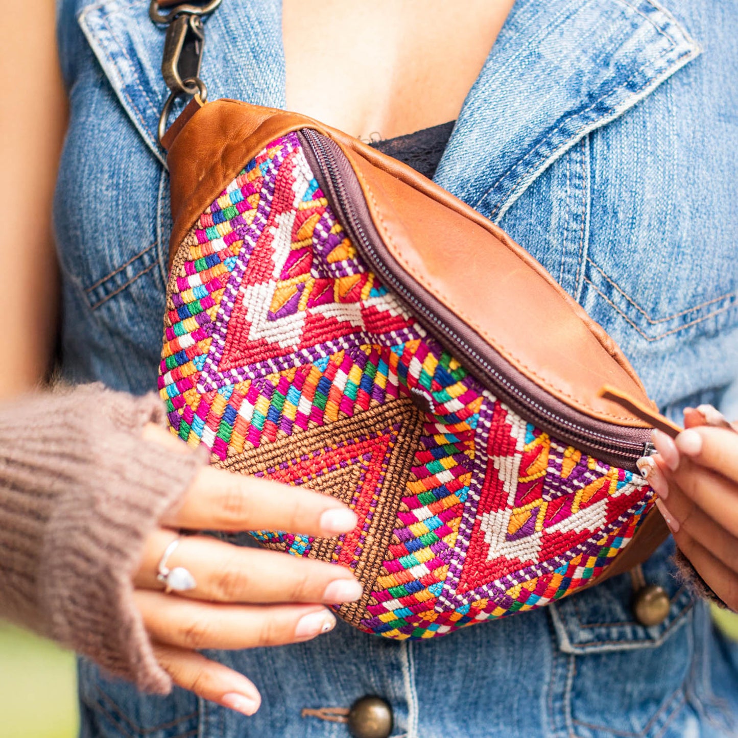 FANCY POUCH - OOAK HUIPIL - CAFE - NO. 17221