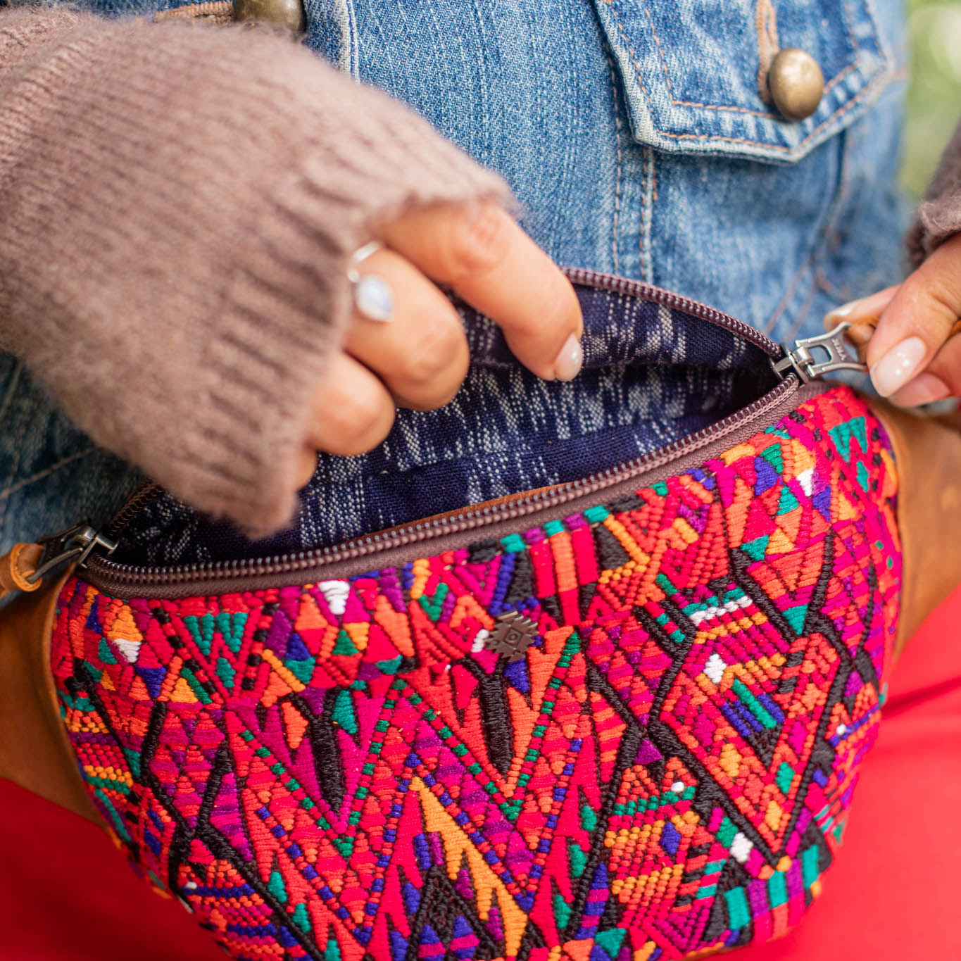 FANCY POUCH - OOAK HUIPIL - CAFE - NO. 17214