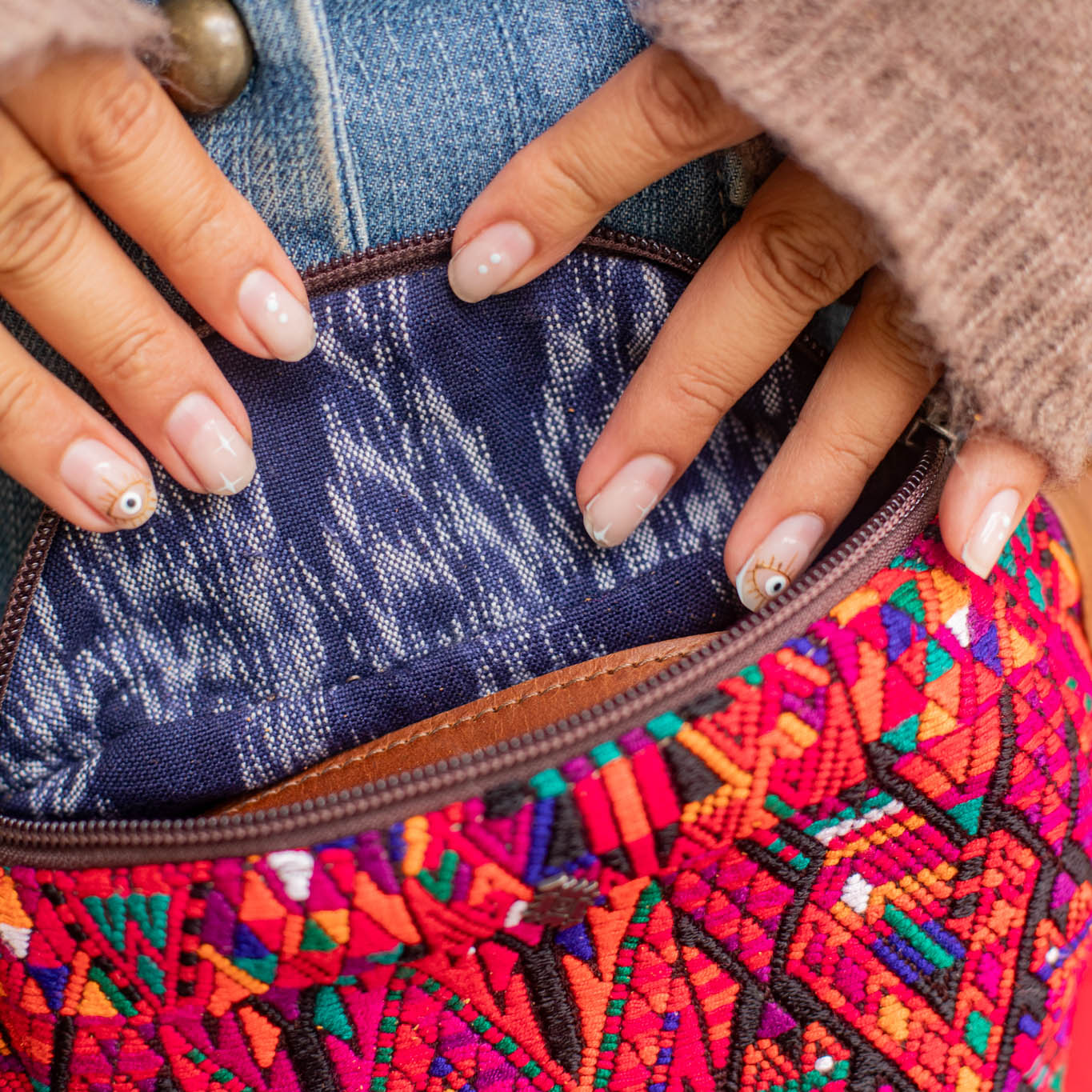 FANCY POUCH - OOAK HUIPIL - CAFE - NO. 17214