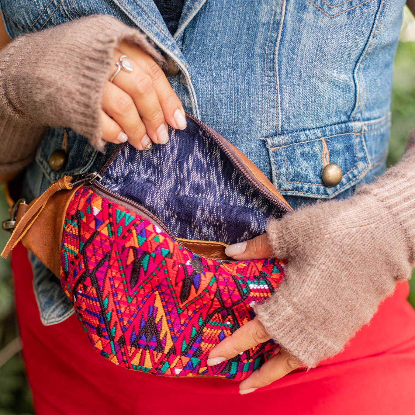 FANCY POUCH - OOAK HUIPIL - CAFE - NO. 17214