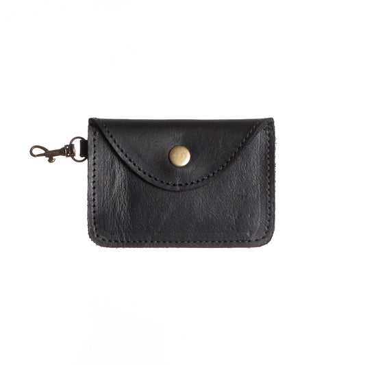 CARD CASE WITH CLASP - FULL LEATHER COLLECTION - BLACK LEATHER