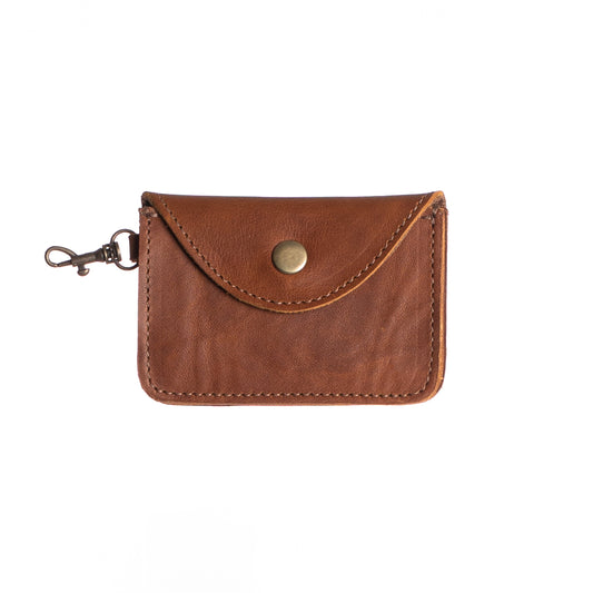 CARD CASE WITH CLASP - FULL LEATHER COLLECTION - CAFE LEATHER