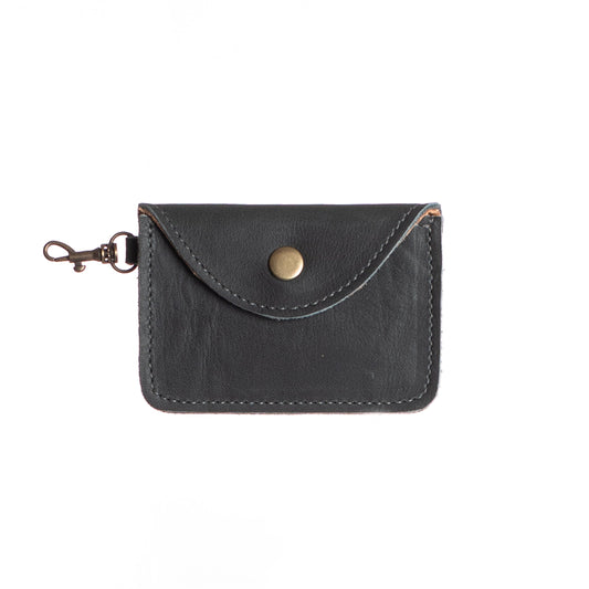 CARD CASE WITH CLASP - FULL LEATHER COLLECTION - SLATE LEATHER