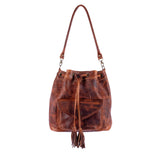 SIGNATURE EDITION DRAWSTRING BUCKET BAG - FULL LEATHER - HONEY