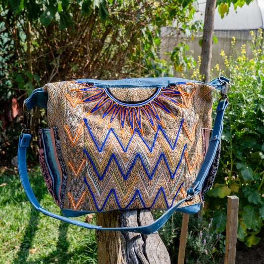 BEATRIZ CDB - EMBROIDERED OOAK HUIPIL - CERULEAN - NO. 15556