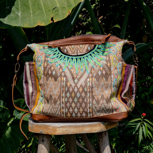 BEATRIZ CDB - EMBROIDERED OOAK HUIPIL - CAFE - NO. 15555