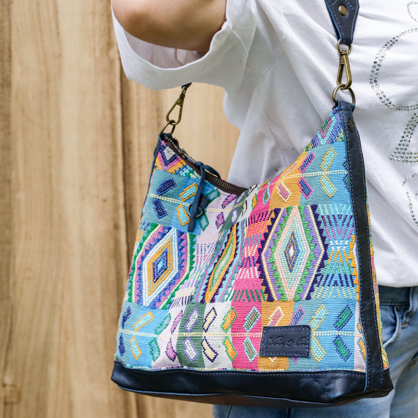 **SHIP WINDOW** SMALL PENELOPE BAG - H&S WHEAT - NAVY - NO. 200668