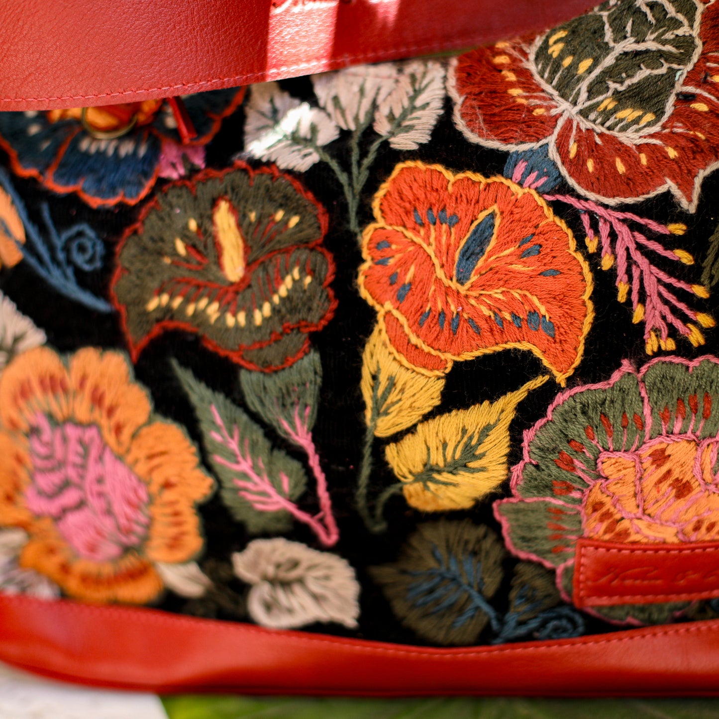 SMALL PENELOPE BAG - H&S EMBROIDERED FLORAL - CHILI PEPPER - NO. 19866