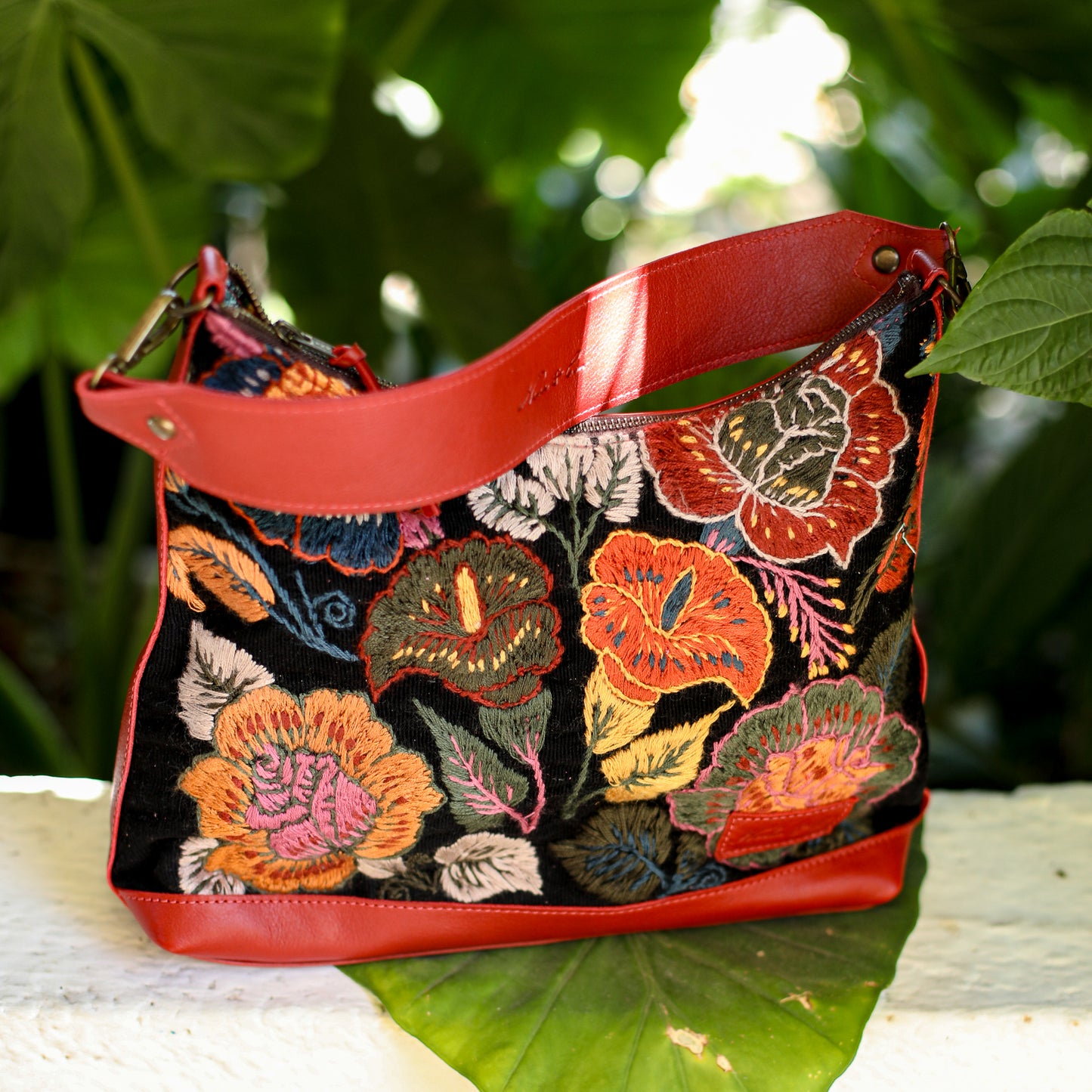 SMALL PENELOPE BAG - H&S EMBROIDERED FLORAL - CHILI PEPPER - NO. 19866