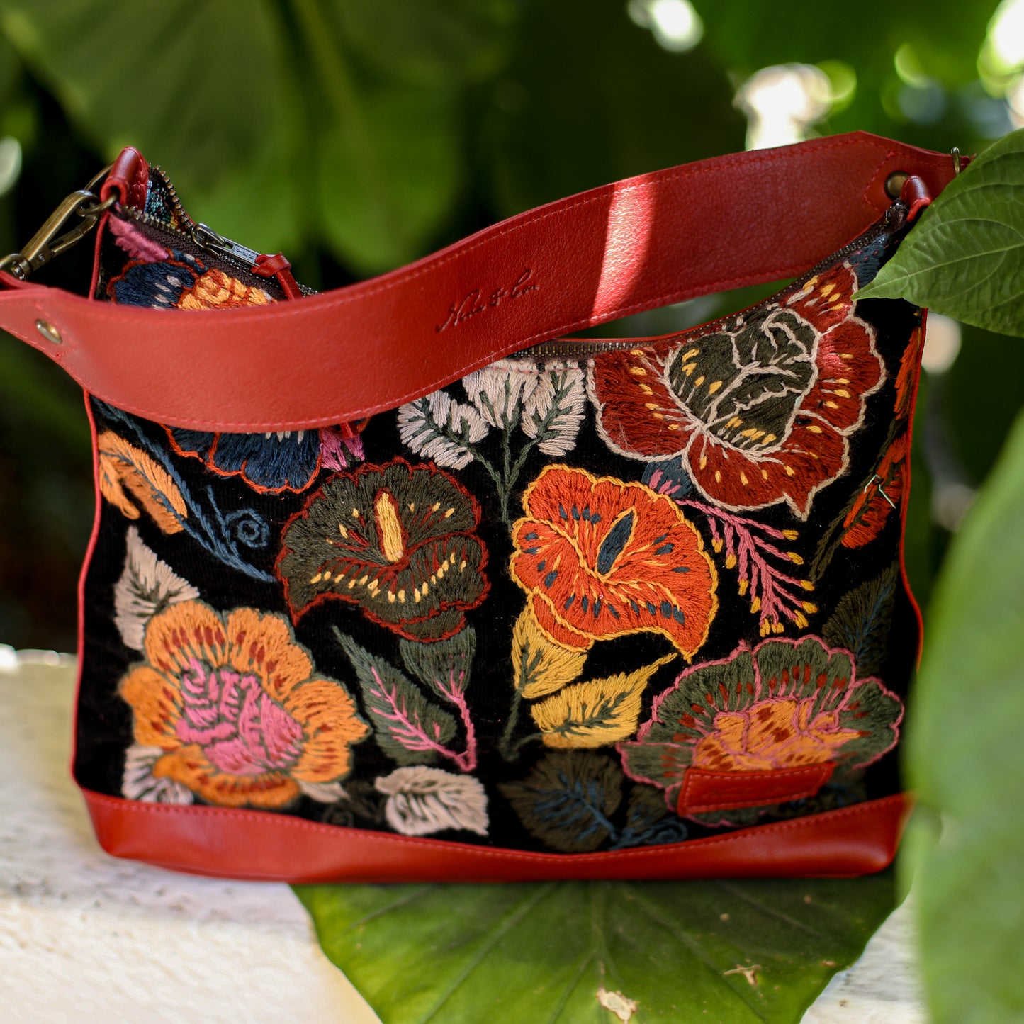 SMALL PENELOPE BAG - H&S EMBROIDERED FLORAL - CHILI PEPPER - NO. 19866