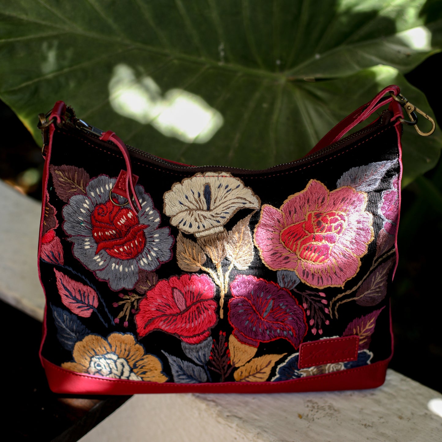 SMALL PENELOPE BAG - H&S EMBROIDERED FLORAL - MAGENTA - NO. 19865