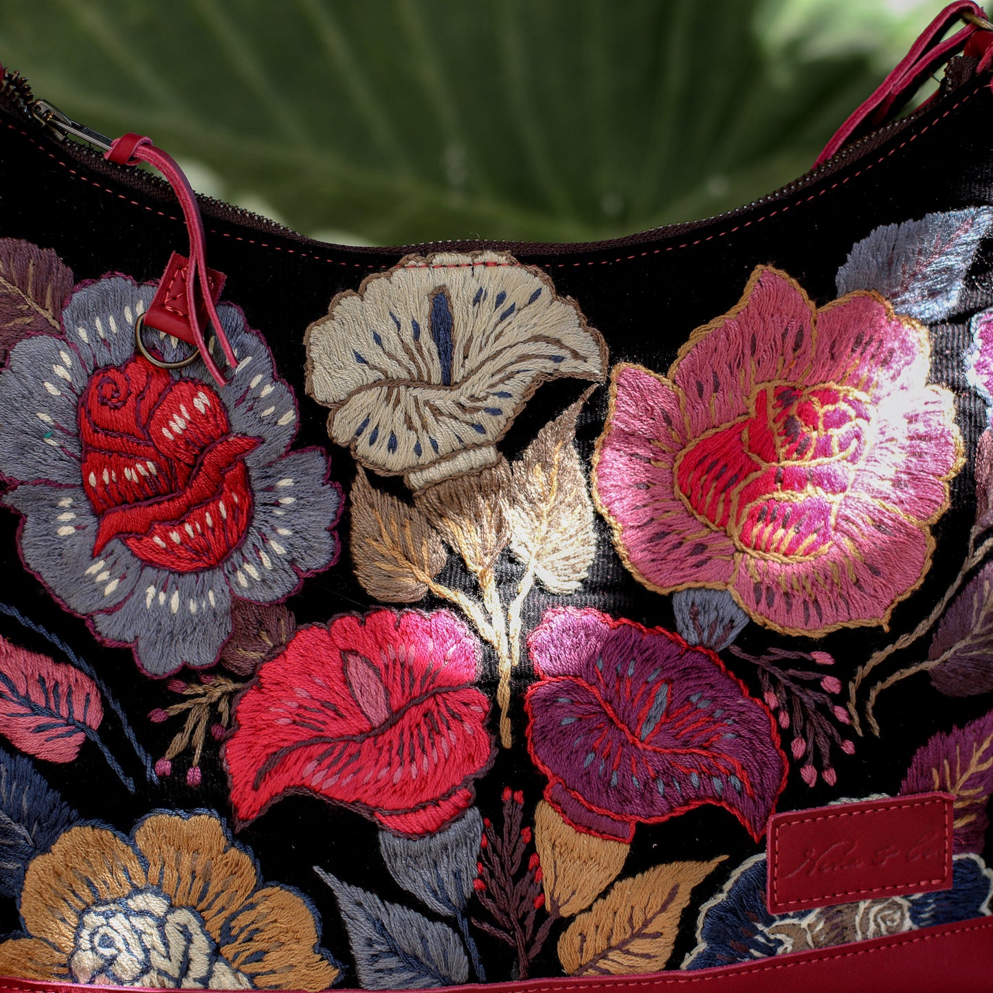 SMALL PENELOPE BAG - H&S EMBROIDERED FLORAL - MAGENTA - NO. 19865