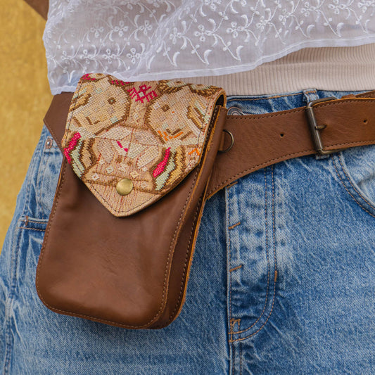 HIP SATCHEL - OOAK HUIPIL - CAFE - NO. 15322