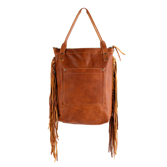 PERFECT FRINGE TOTE - OOAK CORTE TEXTILE - CAFE - NO. 10663