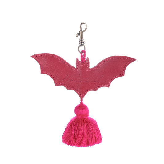 LEATHER BAT CHARM - FUCHSIA