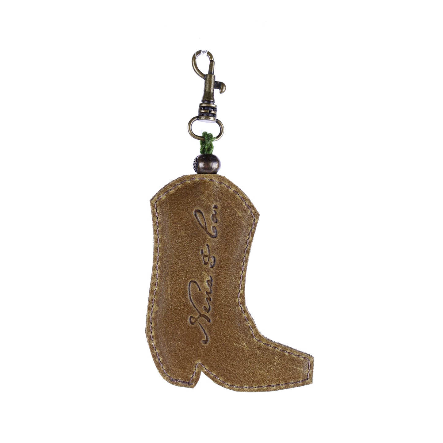 BOOT CHARM - EMBROIDERED LEATHER - MOSS