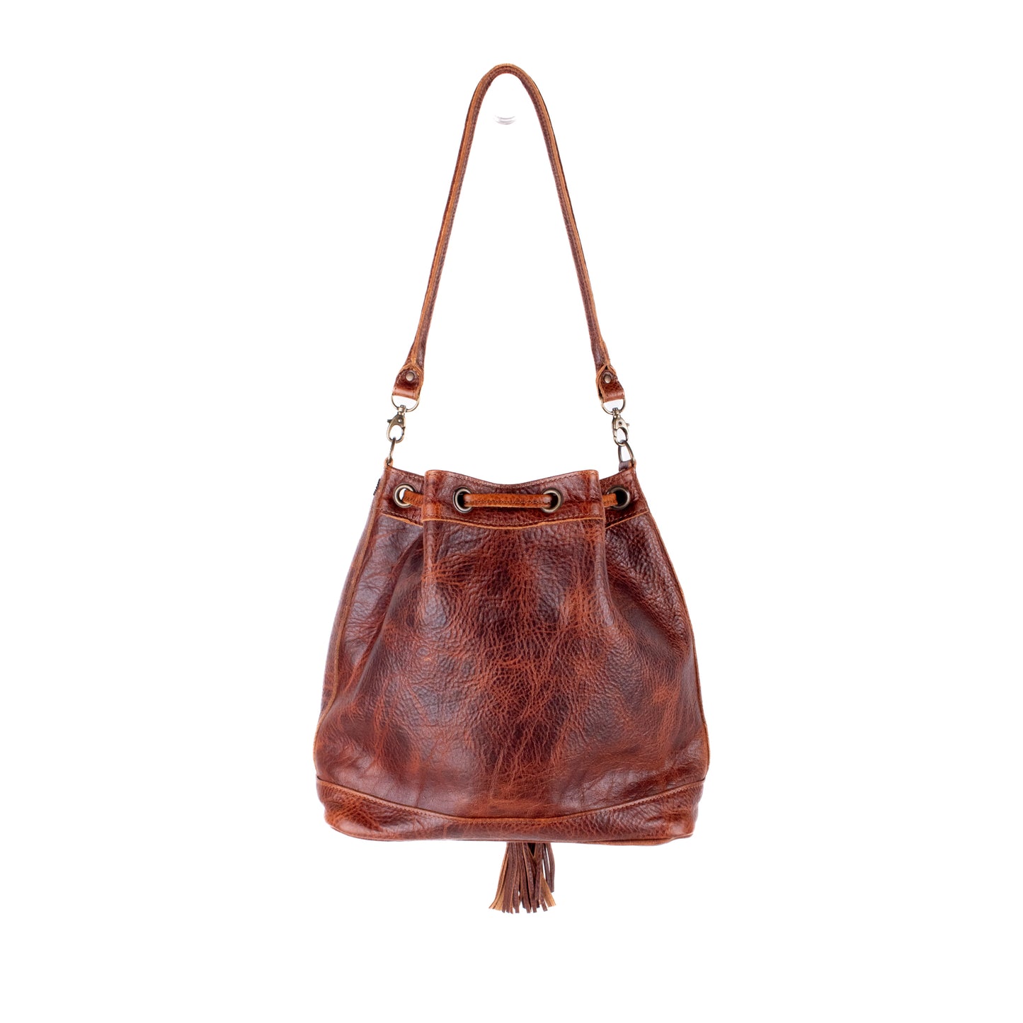 DRAWSTRING BUCKET BAG - FULL LEATHER - HONEY