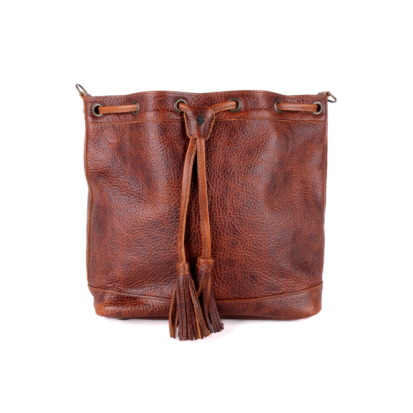 DRAWSTRING BUCKET BAG - FULL LEATHER - HONEY