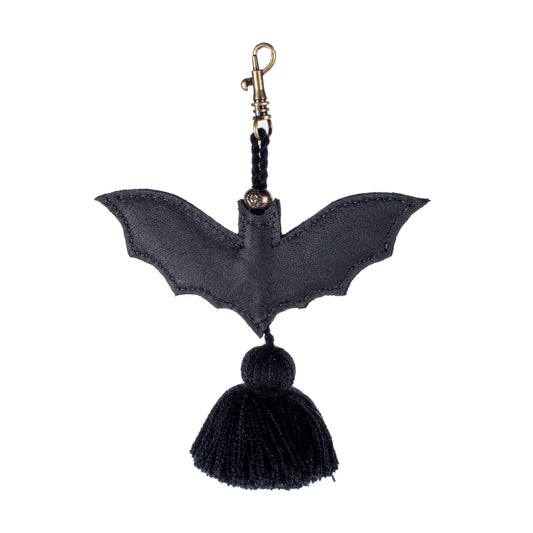 LEATHER BAT CHARM - BLACK