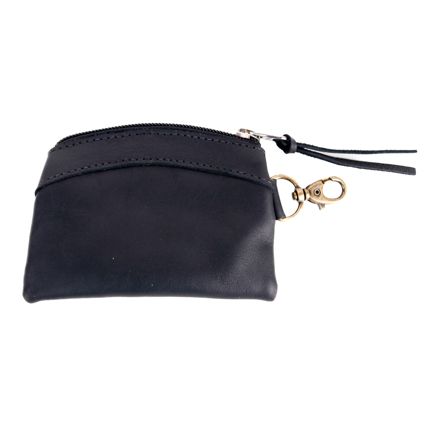 COIN PURSE WITH NEW MOON ICON - FULL LEATHER - BLACK
