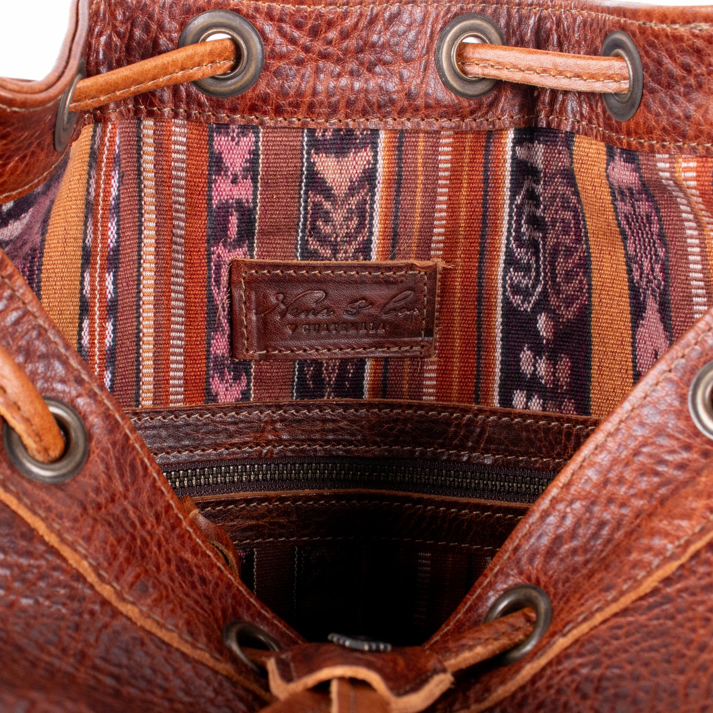 DRAWSTRING BUCKET BAG - FULL LEATHER - HONEY