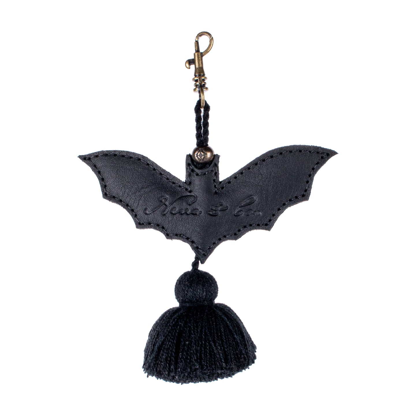 LEATHER BAT CHARM - BLACK