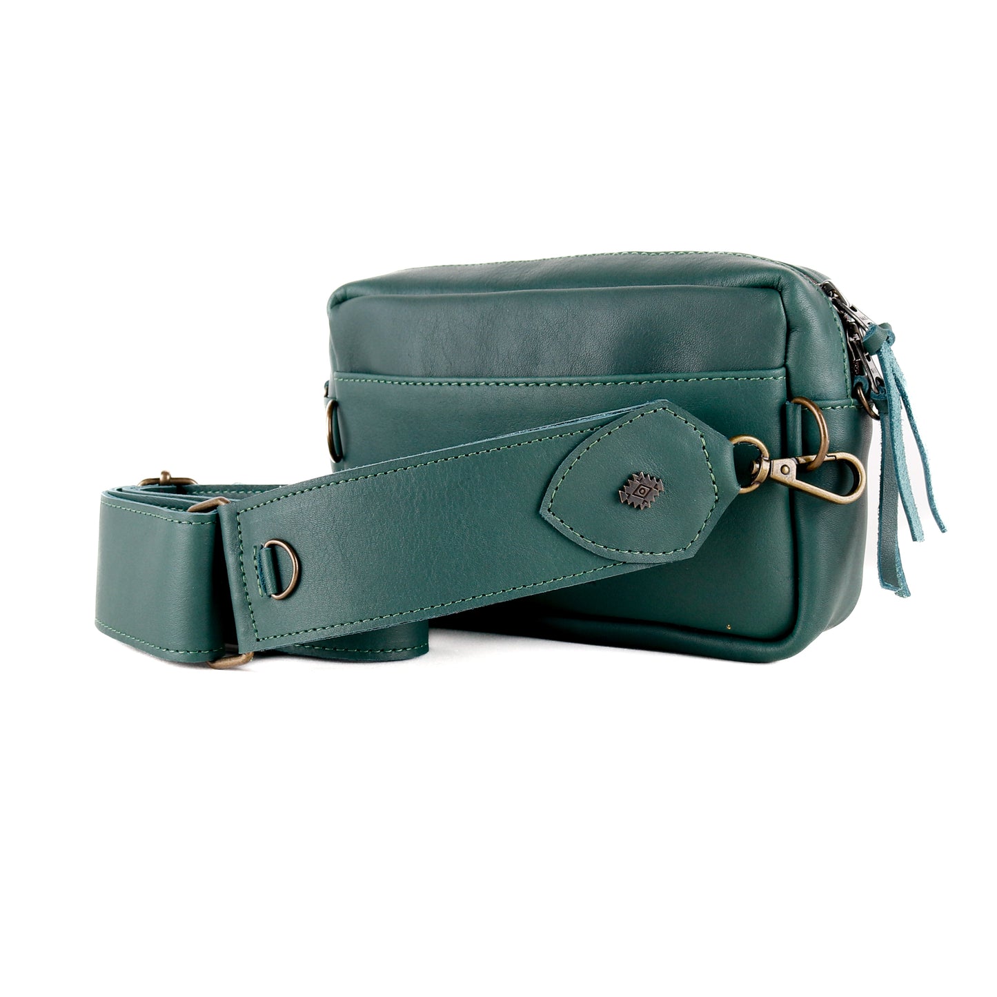 WANDER CROSSBODY BAG + STRAP SET - NENA STUDIO - FULL LEATHER IN GREEN