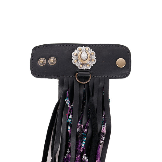 LAYERED TASSEL SET - FLORAL HORSESHOE - BLACK
