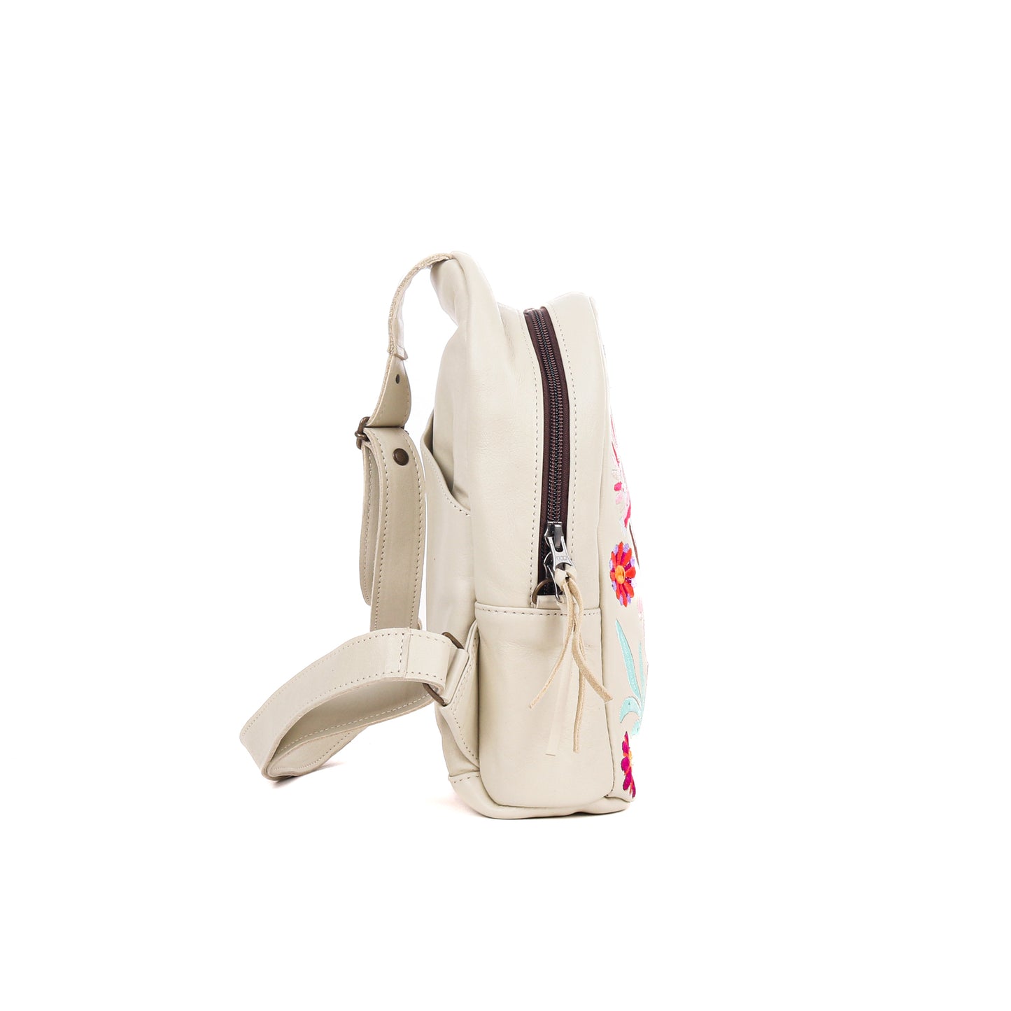 CROSSBODY SLING - 10 YEAR ANNIVERSARY -  EMBROIDERED LEATHER IN PINK - BONE