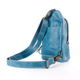 SMALL 2.0 CROSSBODY SLING - FULL LEATHER - CERULEAN