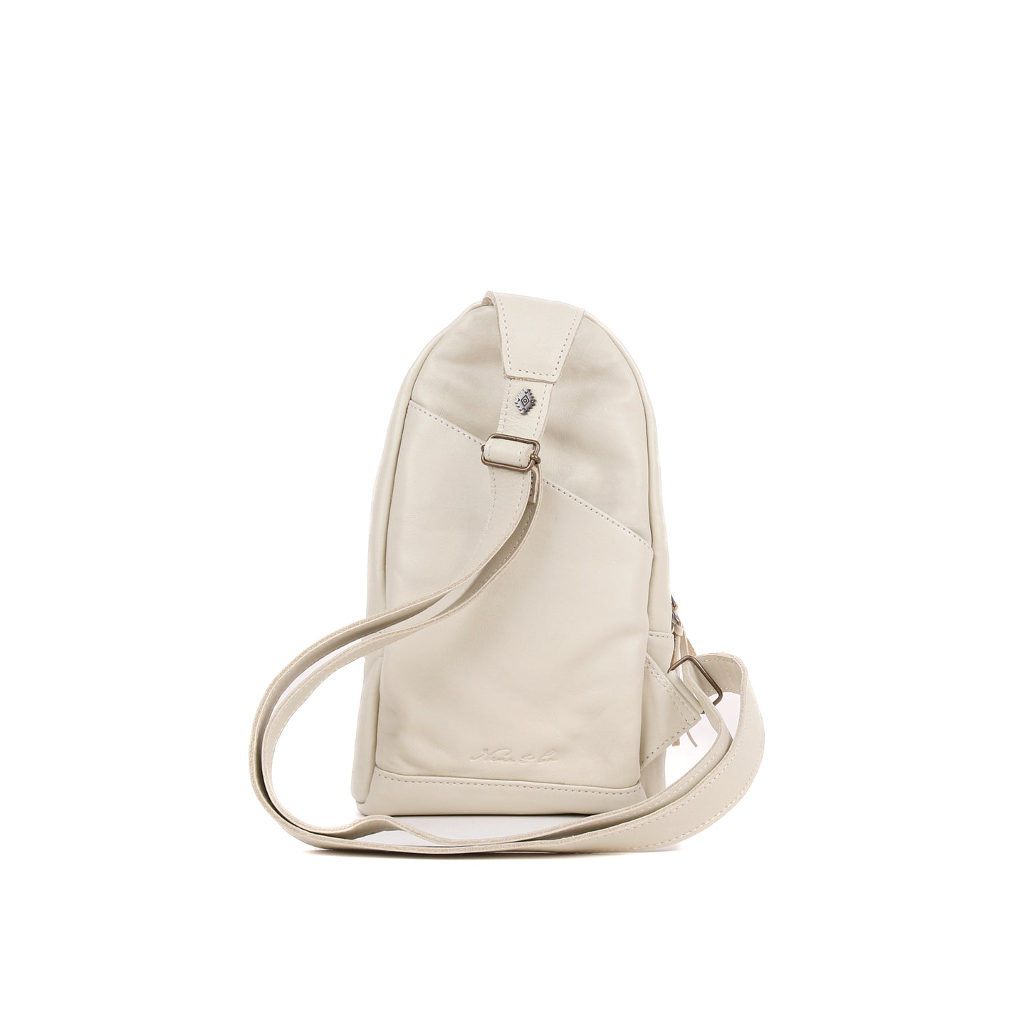 ALI'S STASH - CROSSBODY SLING - EMBROIDERED LEATHER - BONE - NO. A-10026