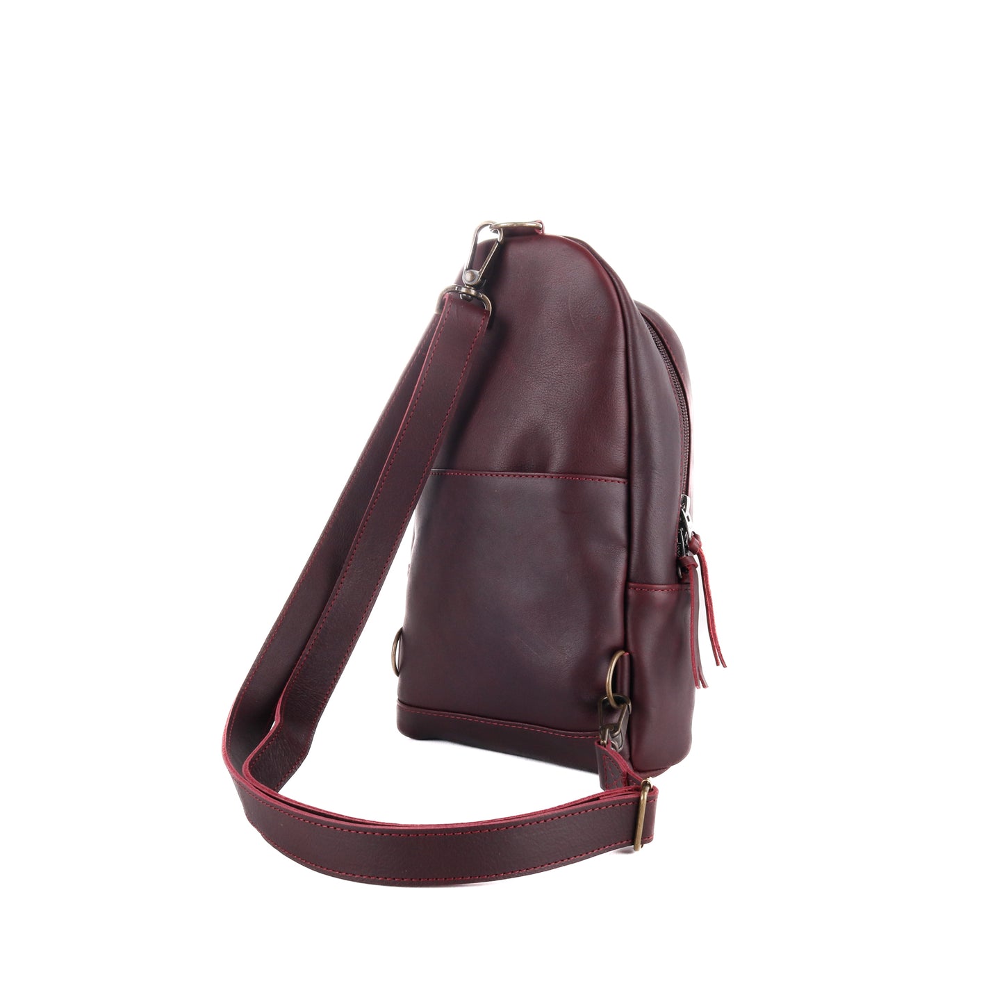 CROSSBODY SLING 2.0 - FULL LEATHER - NEW MOON ICON - VINO TINTO