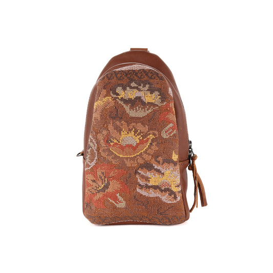 SMALL 2.0 CROSSBODY SLING - OOAK HUIPIL - CAFE - NO. 13538