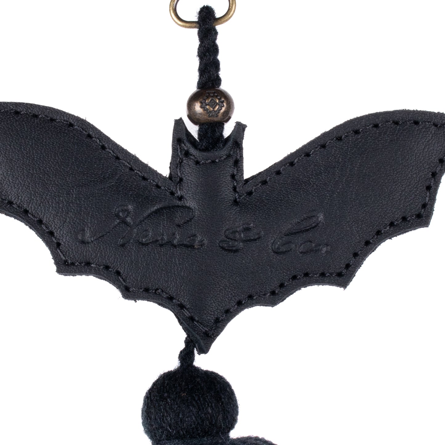LEATHER BAT CHARM - BLACK