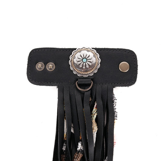 LAYERED TASSEL SET - FLORAL - BLACK