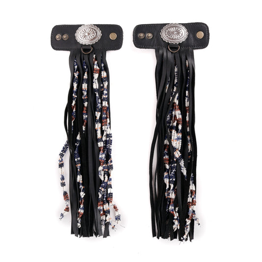 LAYERED TASSEL SET - SCALLOPED OVAL - BLACK