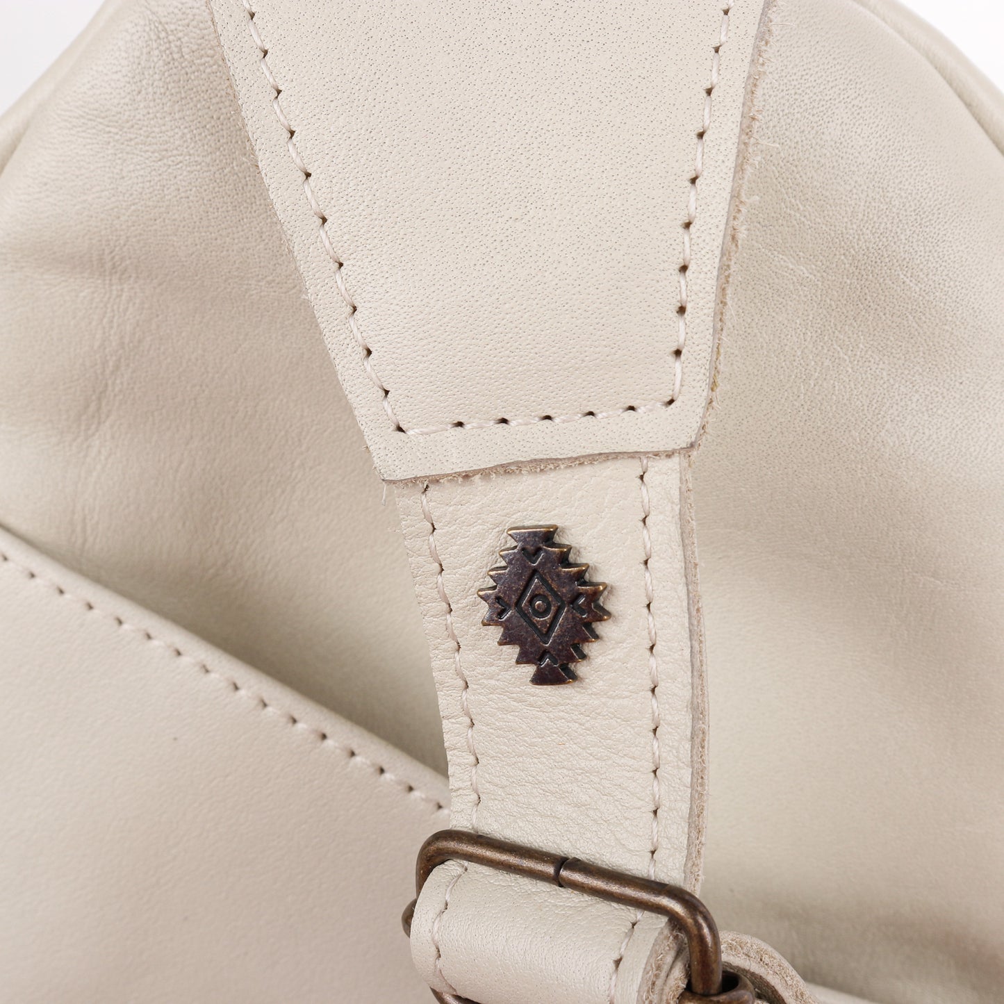 ALI'S STASH - CROSSBODY SLING - EMBROIDERED LEATHER - BONE - NO. A-10026