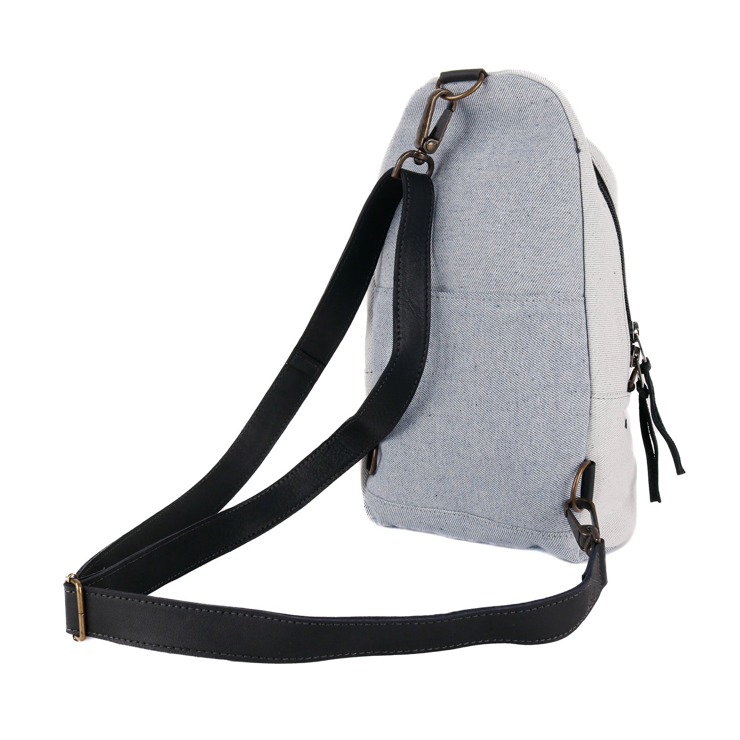 CROSSBODY SLING 2.0 - UPCYCLED DENIM WITH PATCH - BLACK - NO. 11330