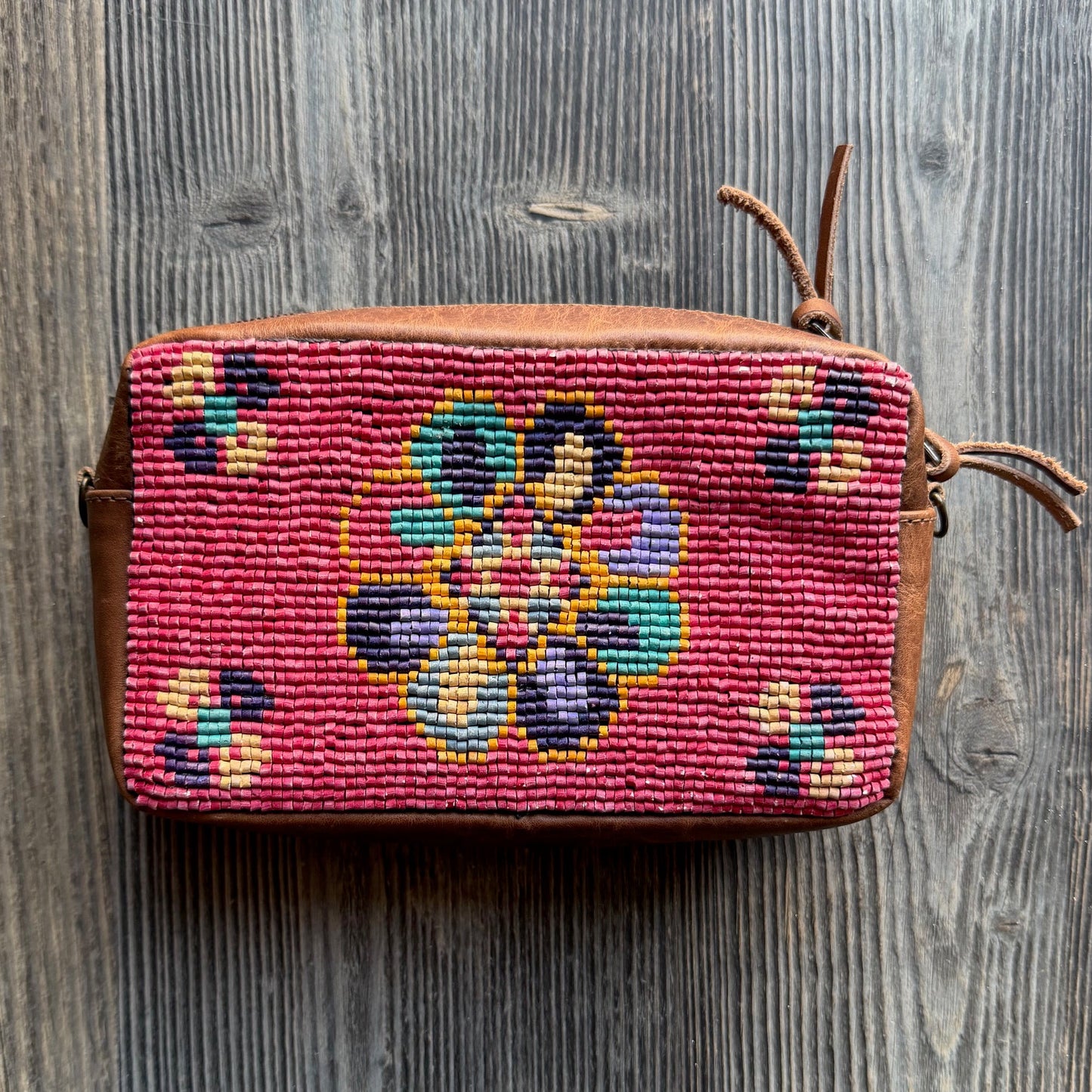 ALI'S STASH - H&S WANDER BAG - OOAK BEADED PANEL - CAFE - NO. 10013