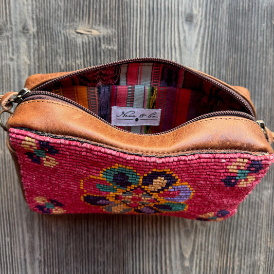 ALI'S STASH - H&S WANDER BAG - OOAK BEADED PANEL - CAFE - NO. 10013